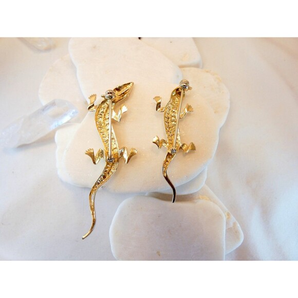 TWO VTG Sterling Silver Real Marcasite Lizard Broochs Filigree Fine Detail - Picture 4 of 5